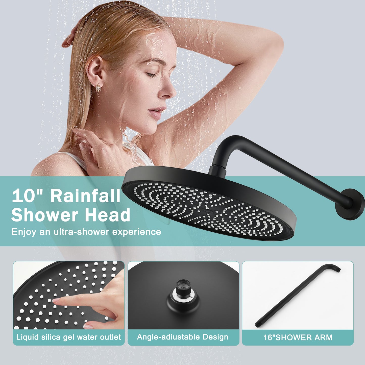 Luxury 3-Function Shower System Set - Solid Brass Control Valve, 10  Overhead Shower, 3-Spray Handheld, With Bathtub Spout
