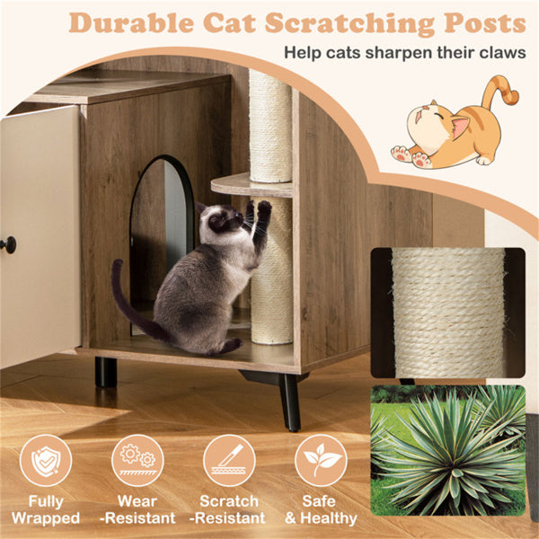Cat Litter Box With Cat Scratching Post, Cat Apartment, Cat House, Locker