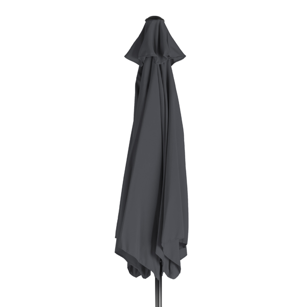 7.5FT Round Outdoor Patio Umbrella With Tilt Adjustment, Crank Lift System, 6 Iron Ribs & Iron Pole, Waterproof UV Protected Polyester Canopy, Gray
