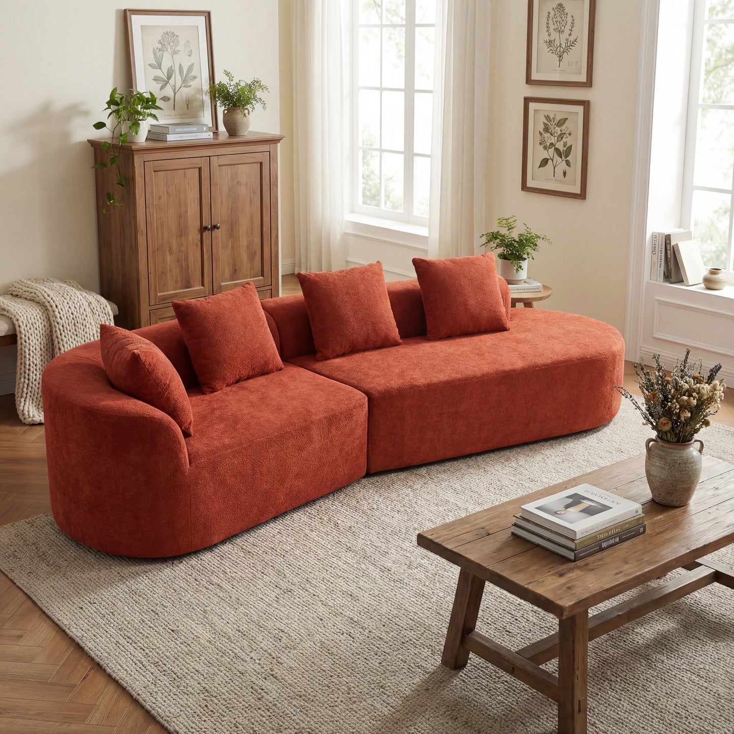 116  Modern Curved Sectional Sofa With High-Density Fully Compressed Sponge And Chaise Lounge, 2-Piece Set, Fully Assembled Right Hand Facing, Perfect For Living Room, Lounge
