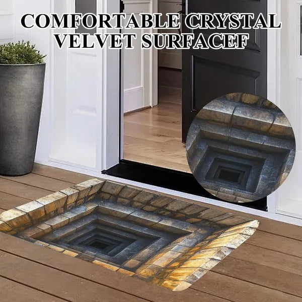 3D Optical Illusion All-Weather Doormat,Front Door Mat Indoor Outdoor Entrance, Easy Clean Patio Porch Entryway Mat, Optical Illusion Rug Ground Crack Illusion Rug 3D Rugs,