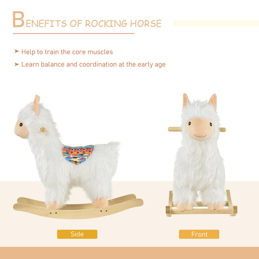 Kids Ride-On Rocking Horse Toy Llama Style Rocker Soft Plush Fabric For Children 3+ Years