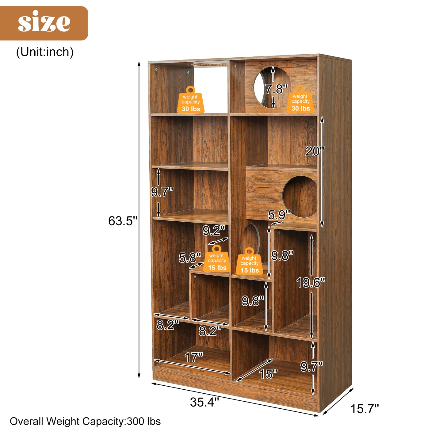 Modern 2 IN 1 Wood Bookshelf  Cat House, Cat Tree Display Case With Storage, Cat Litter Box Enclosure Climbing Shelf - BROWN