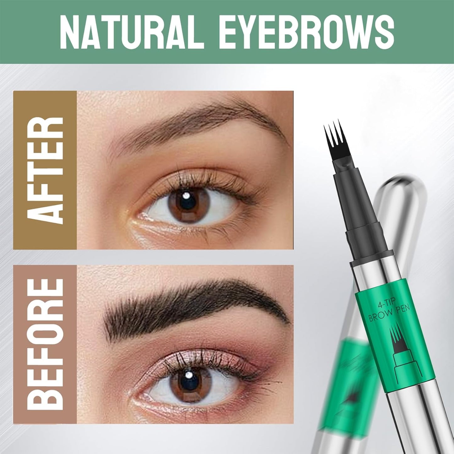 Microblading Eyebrow Pen,Waterproof Eye Brow Pen With 4-Fork-Tip Liquid Brow Pen For Natural Looking Defined Eyebrows,01,02,03