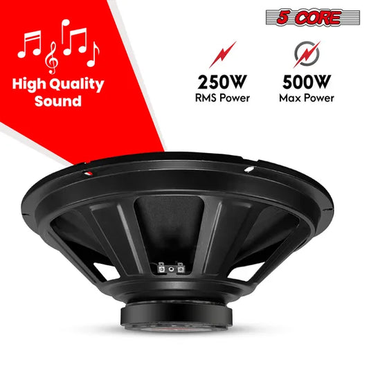 5 Core 15 Inch Subwoofer 450 Watt Car Audio Sub Woofer 4 Ohm W Deep Bass Replacement Loud Speaker