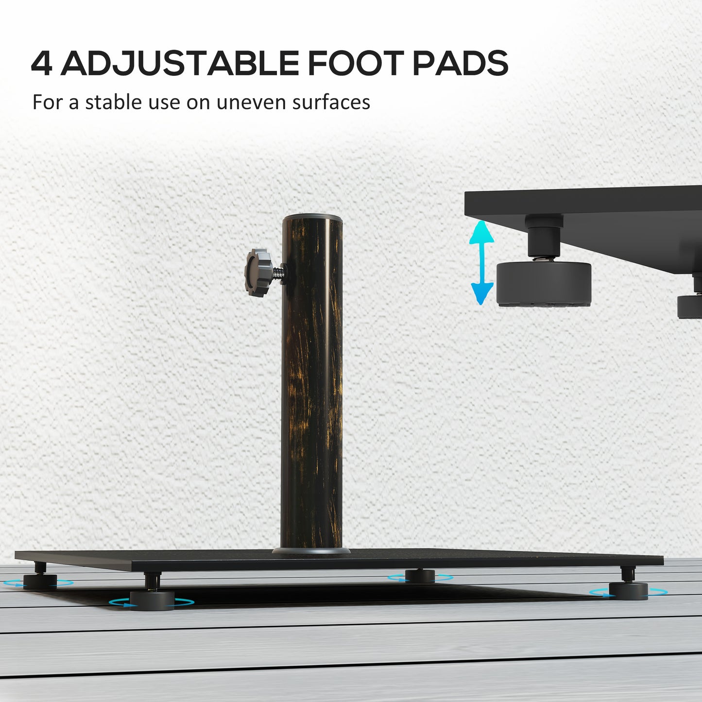 Square Patio Umbrella Base, 29 Lbs Metal Umbrella Stand Base With Adjustable Foot Pads, Heavy Duty Patio Umbrella Holder For 1.51.9 Umbrella Poles For Outdoor, Lawn, Poolside, Bronze