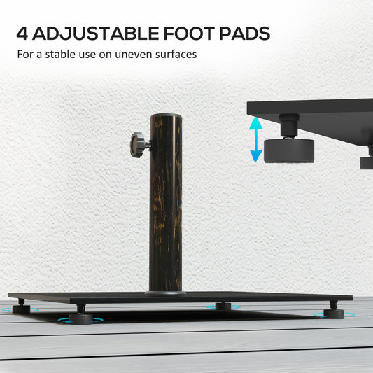 Square Patio Umbrella Base, 29 Lbs Metal Umbrella Stand Base With Adjustable Foot Pads, Heavy Duty Patio Umbrella Holder For 1.51.9 Umbrella Poles For Outdoor, Lawn, Poolside, Bronze