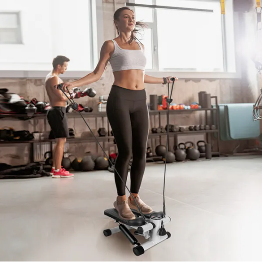 Exercise Stepper For Women Mini Fitness Stepper With 2 Resistance Bands LCD Monitor Max 330.7LBS Load Stair Stepper Quiet Stepper