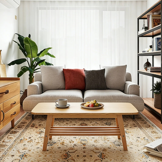 39 Inch Solid Wood Coffee Table - Double-layer Storage Wooden Center Coffee Table With Very Large Storage Space, Suitable For Living Rooms, Apartments, And Offices