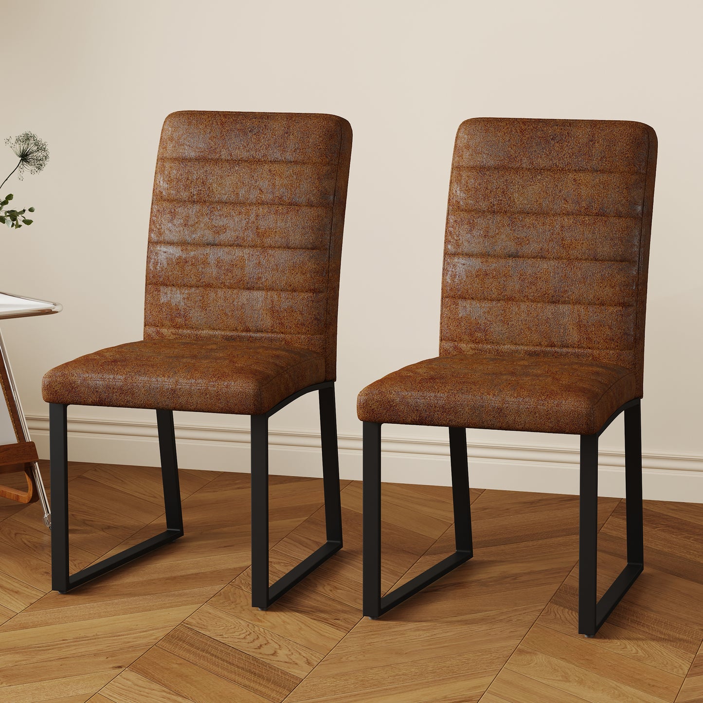 2-Pack - Premium PU Office Dining Chairs With High-density Foam, Sturdy Iron Legs  Electroplate Spray Paint , Multiple Colors. Easy Assembly