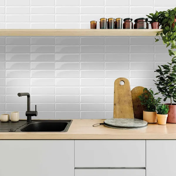 10pcs Self-Adhesive Splash Wall Tiles, 10x10 Inch Self-Adhesive 3D Wall Stickers, White Wall Decals Patial Sense, Suitable For Kitchen And Bathroom Walls, Easy DIY Home Decoration, Covers 3.47 Squa