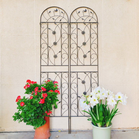 2 Pack Metal Garden Trellis 86.7  X 19.7  Rustproof Trellis For Climbing Plants Outdoor Flower Support Brown