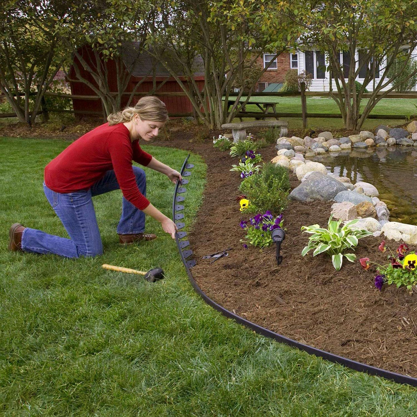 1Pc 32.8FT Non-Digging Plastic Garden Edging Kit Plastic Garden Border With 30 Spikes 2In Tall Border Edging For Garden Lawn Yard Flower Beds