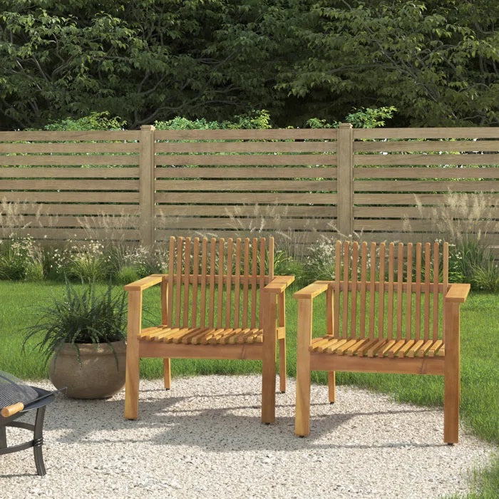 Outdoor Acacia Wood Slatted Club Chairs, Set Of 2, Teak Finish, Acacia Wood, 30D X 28W X 30.75H