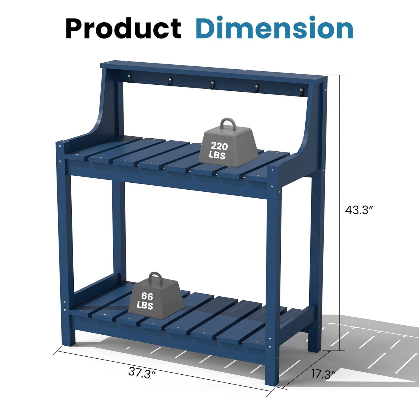 Potting Benches For Outside, HDPE Garden Potting Table All Weather, Outdoor Potting Table With Storage For Patio, Backyard, Garden, Blue