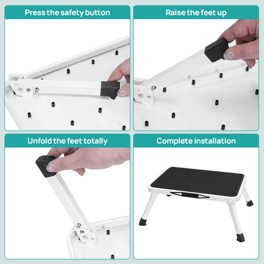 Foldable Stool, Anti-slip Platform And Rubber Feet, 330-pound Capacity Sturdy Metal Foldable Stool