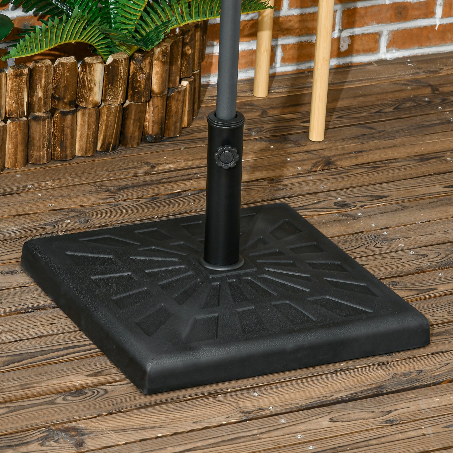 42lbs Resin Patio Umbrella Base, 20" Square Outdoor Umbrella Stand Holder For Parasol Poles 1.26", 1.5", And 1.9" Dia, Black