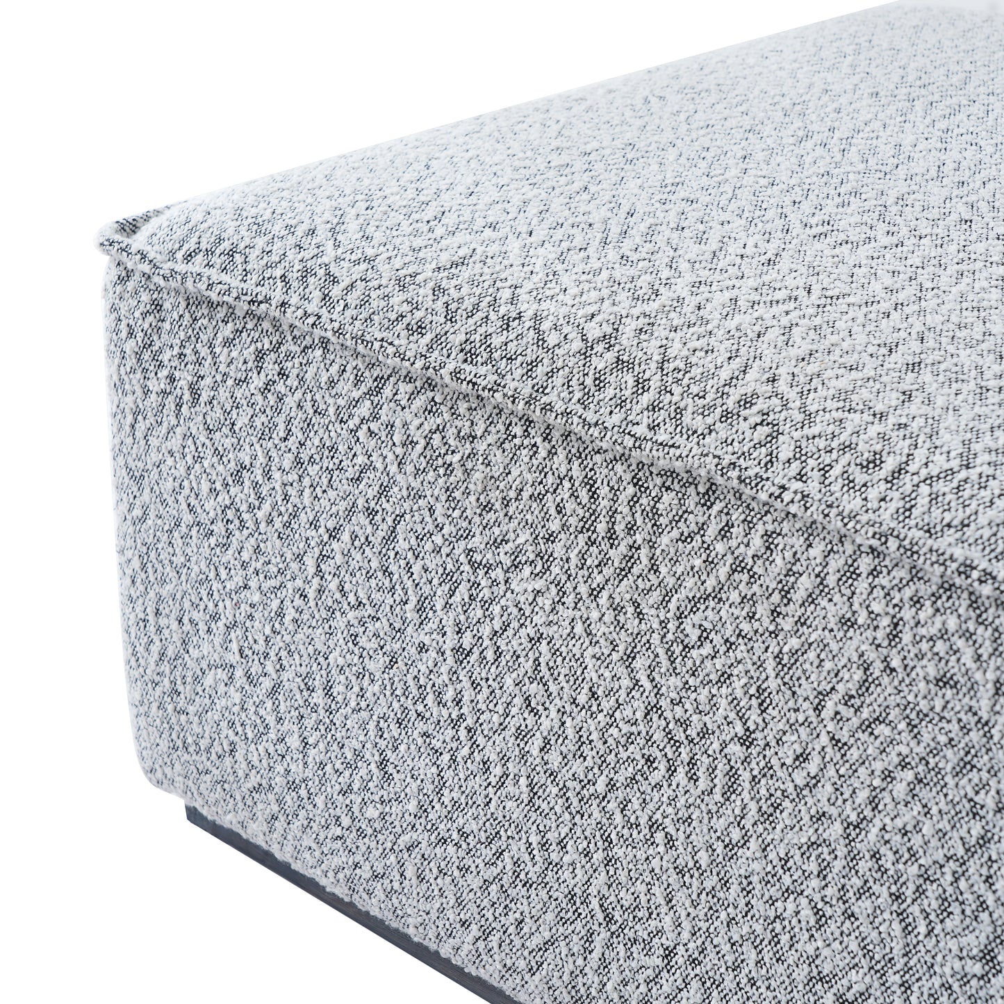 Square Upholstered Ottoman With Black Solid Wood Rubber Feet