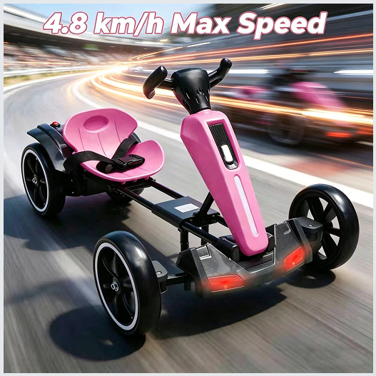 12V Electric Kids Pedal Go Kart, Folder Go Kart, Outdoor Ride On Toy With Adjustable Seat, 4 Non-Slip EVA Wheels For Boys And Girls For Age 3-6 Years Old