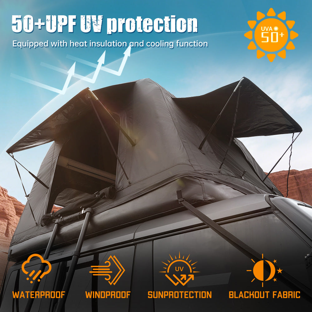 Foldable 2-3 People Amphibious Inflatable Car Roof Top Tent For Camping Outdoor Glamping Camping Tent For SUV,Truck And Universal Auto Self-Driving Touring Without Ladder, Black