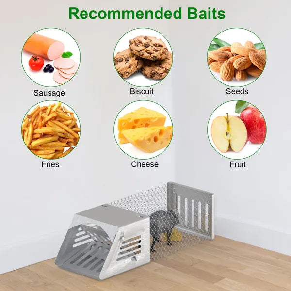 2Pcs Humane Mouse Trap Cage No Assembly Need Automatic Continuous Rat Trap With Single Way Door Reusable Catch And Release Live Cage Trap For Rodents Moles Voles Mice