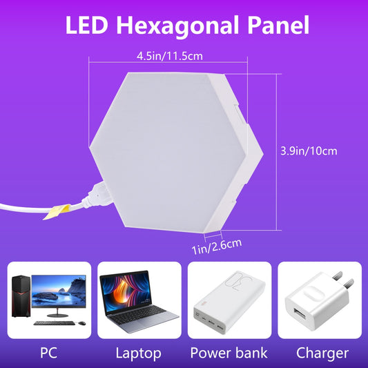 Hexagon Lights  10 Pack  LED Wall Panels, RGB Gaming Lights With APP, Smart Modular Panel Hex Tiles Push Glide Expansion Shapes Light