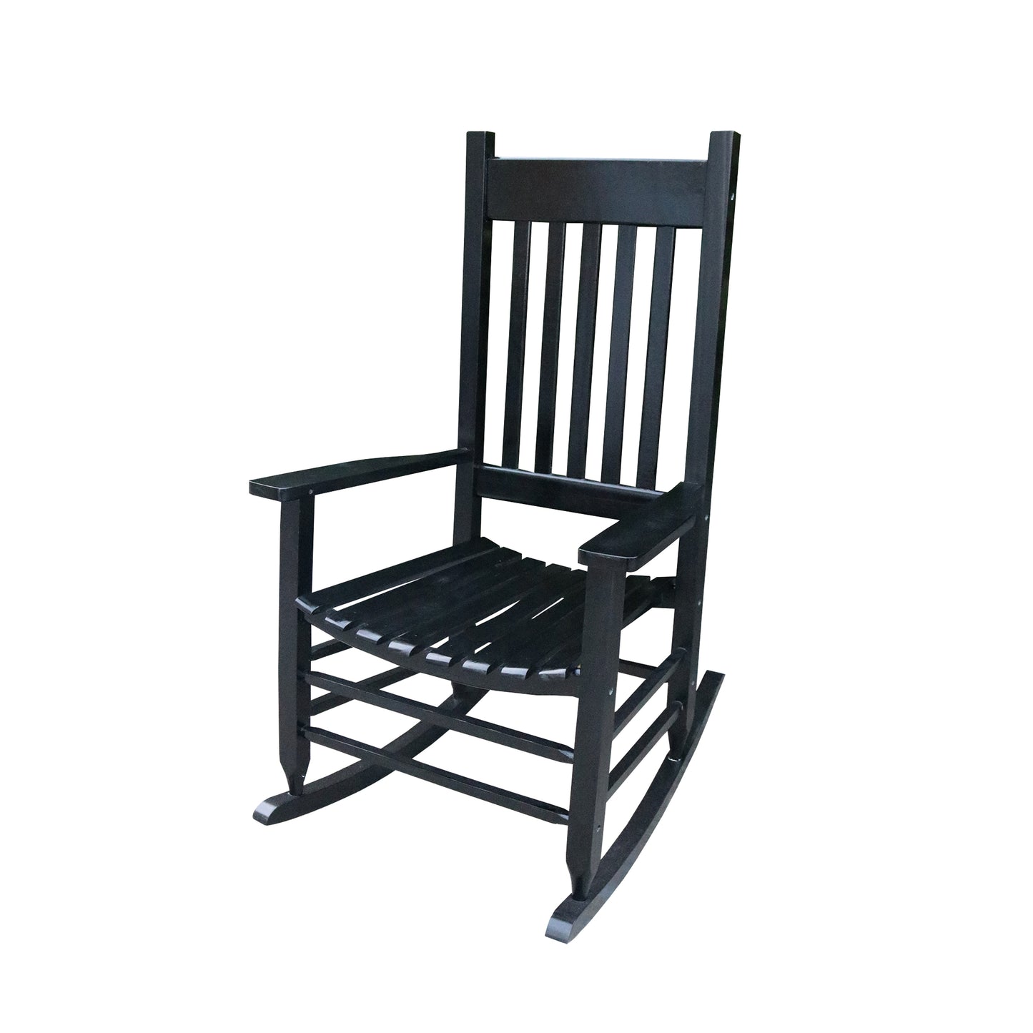 Wooden Porch Rocker Chair  Black, Without Mat
