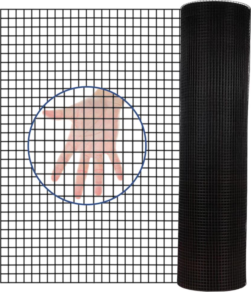 24 Inchx50 Ft Black Vinyl Coated Hardware Cloth, 21 Gauge 1 4 Inch Black PVC Hardware Cloth, Black Welded Wire Fence Supports Poultry-Netting Cage-Home Improvement And Chicken Coop