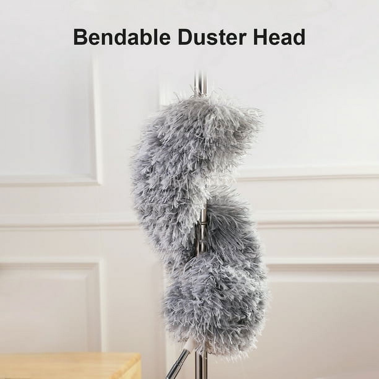 Dusters For Cleaning Duster With Extension Pole Bendable Head Long Handle Dusters For Cleaning Ceiling Fan, High Ceiling, Blinds, Furniture,Cars Gray