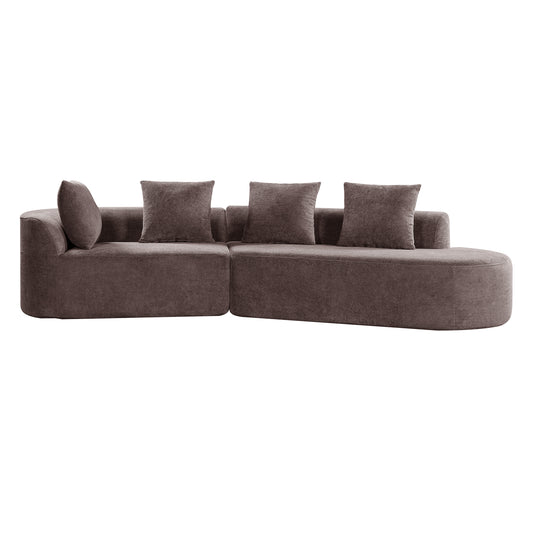 116  Modern Curved Sectional Sofa With High-Density Fully Compressed Sponge And Chaise Lounge, 2-Piece Set, Fully Assembled Right Hand Facing, Perfect For Living Room, Lounge