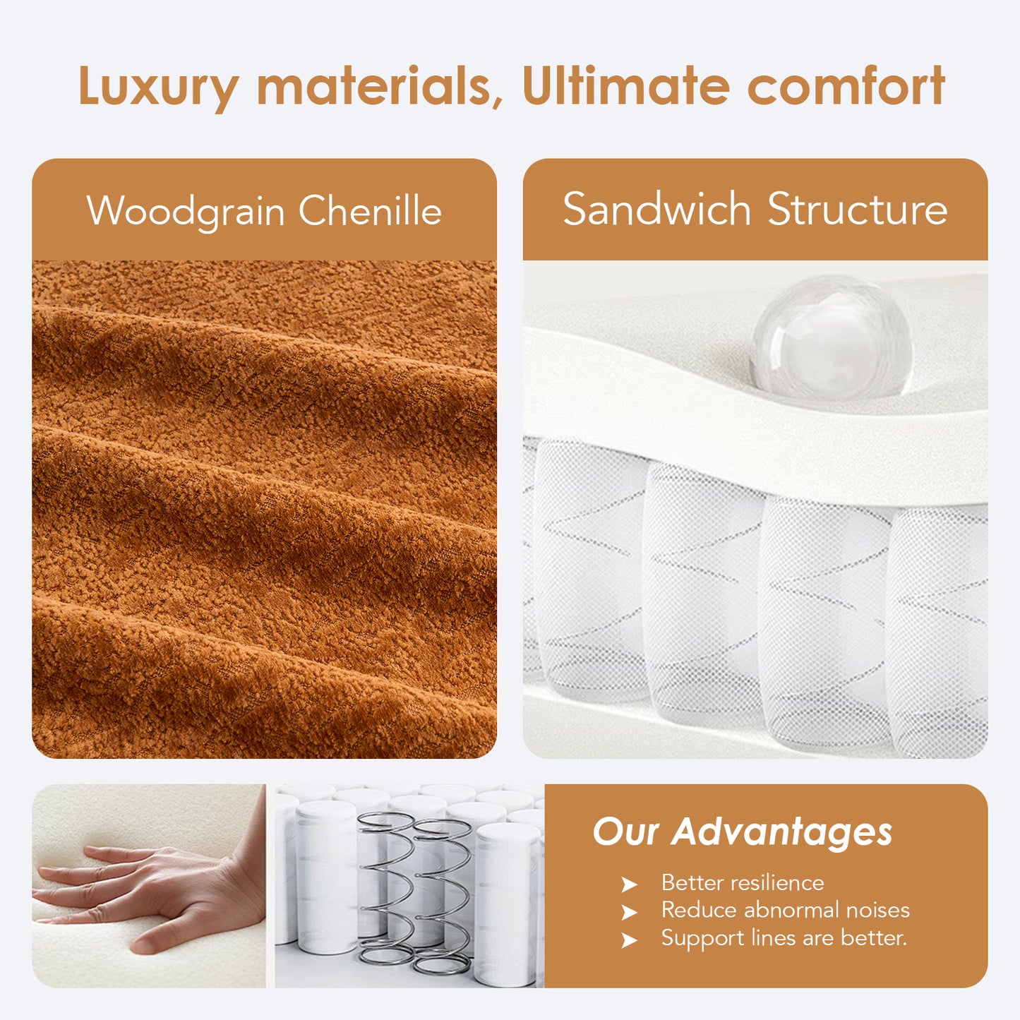 LY-048 Compression Curved Chaise Longue Chair Indoor  Modern Chenille Loveseat Couch With Deep Seat Sofa Bed With 1 Pillow  Sleeper Sofa Couch For Living Room  Bedroom  Apartment  Orange