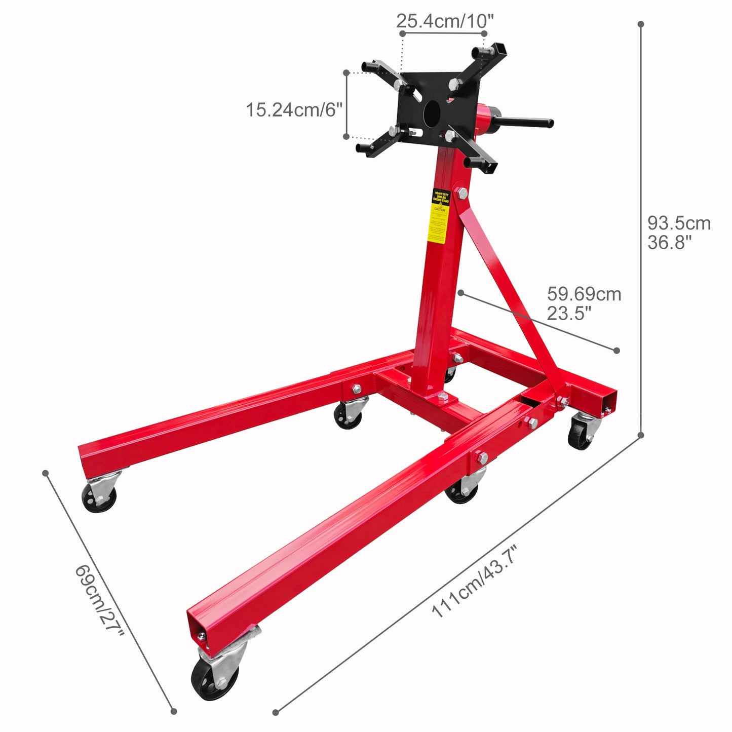 Engine Stand 2000LBS Capacity, 360 Degree Rotating Engine Run Stand With 6-Casters, Heavy Duty Motorcycle Engine Stand With Foldable Frame For Auto Repair, Vehicle Maintenance, Red