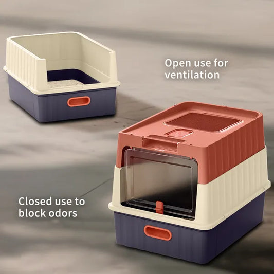 Simple Drawer Style Red Cat Litter Box, Humanized Design, Does Not Occupy Household Storage Space
