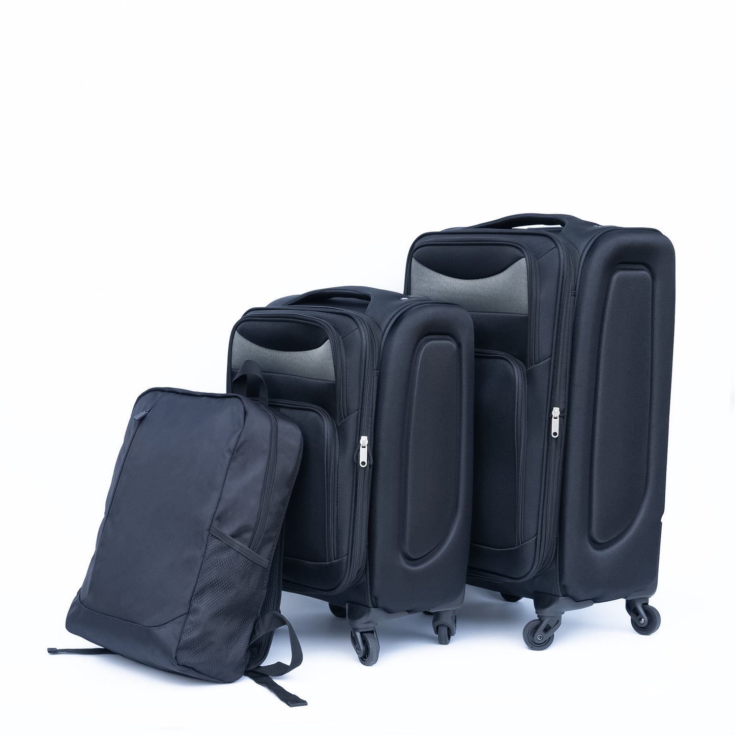 20 24  Travel Case Two-piece Suitcase Set Oxford Trolley Case Without Password Lock Universal Wheel   Oxford Cloth Backpack  BLACK