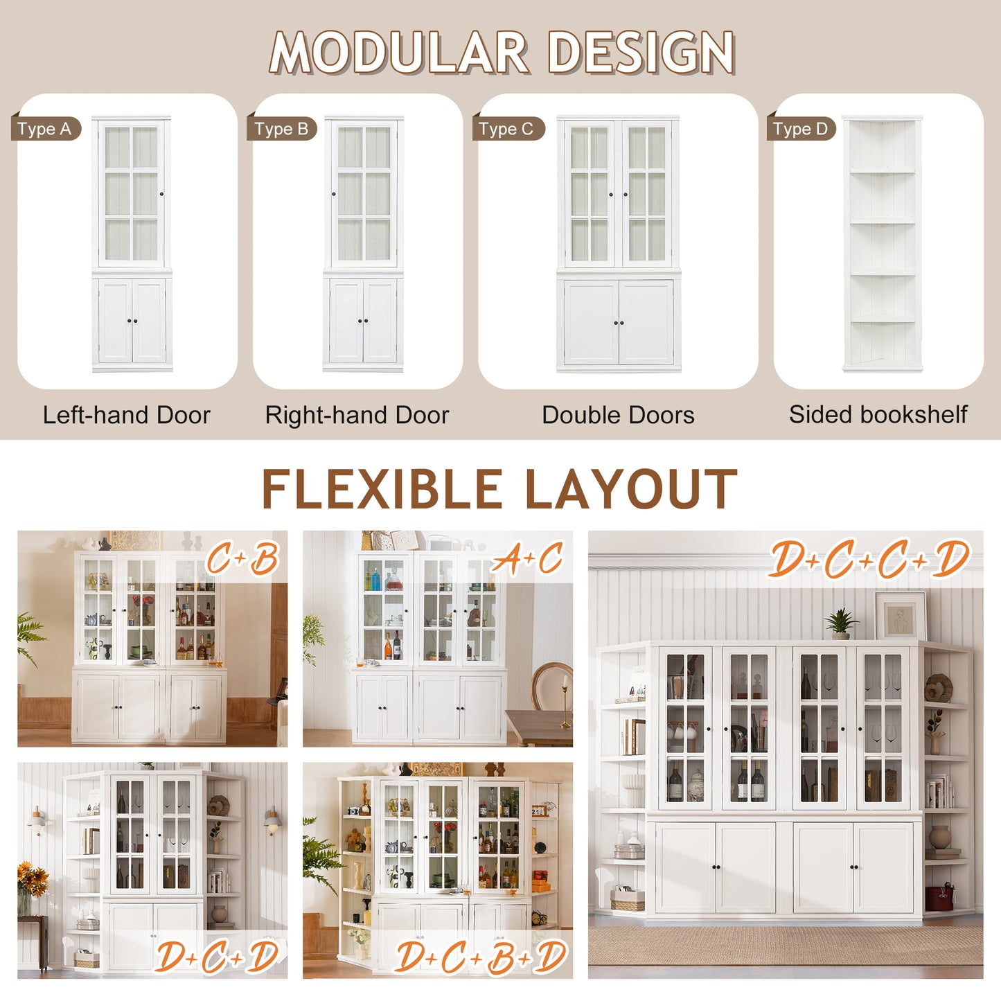 2x 75.25  Tall Triangle Sided Bookshelves, Set Of Two 5-Tier Sided Bookcase, - White - Olny Sold With Paired Cabinets