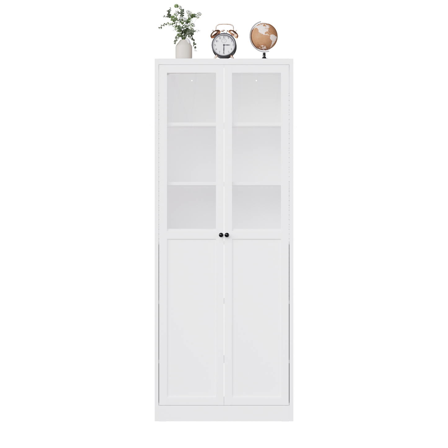 72  Metal Kitchen Pantry Cabinet With Doors & Shelves, Tall Heavy-Duty Adjustable Storage Organizer, Tool-Free Assembly Freestanding Cabinet For Living Room, Bathroom, White