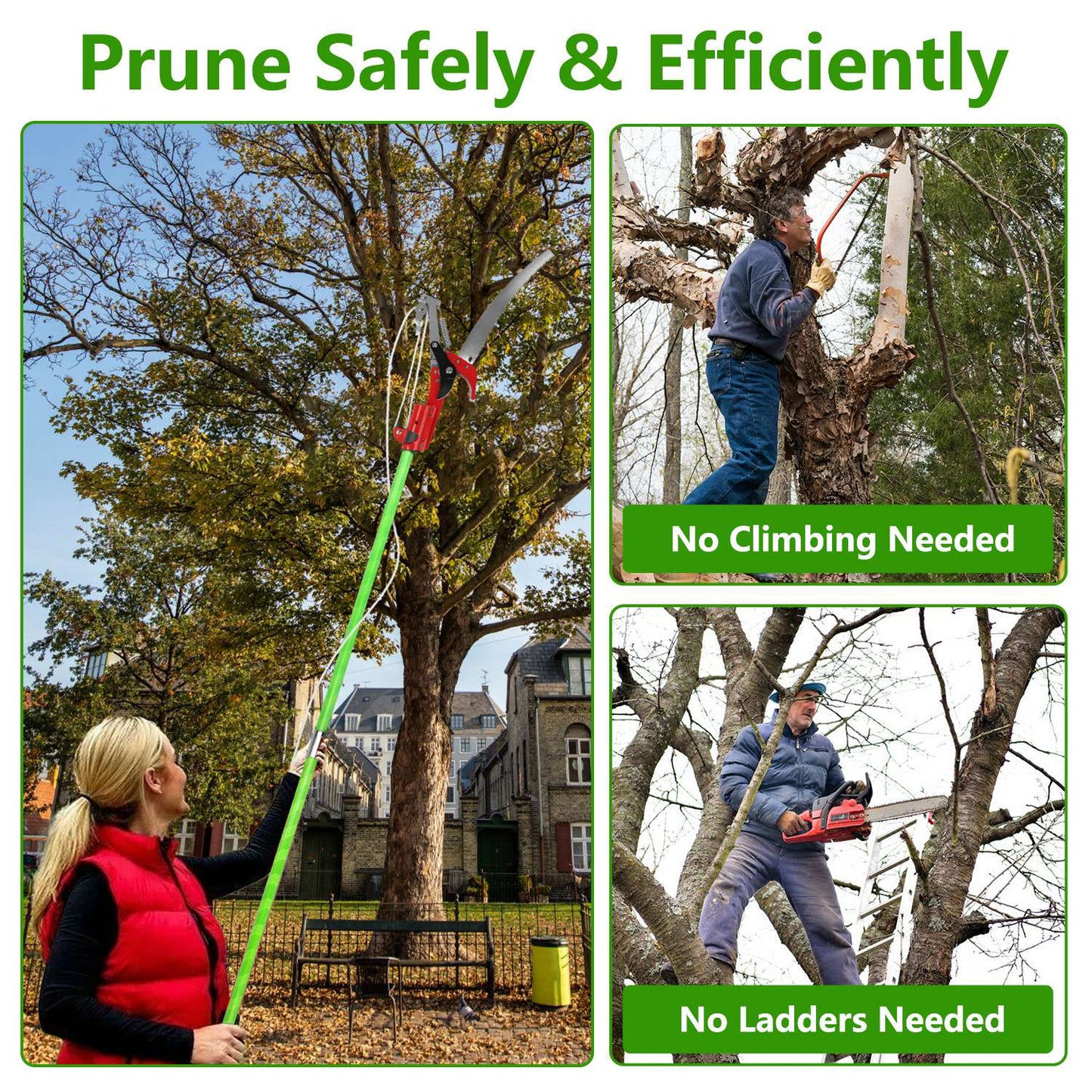 4M-8M Size Options -- 1Pc 2 In 1 Extra Long Manual Pole Saw Extendable Tree Pruner For High Branches With Pruner Scissors 2 Double-hooked Saw Blades Goggles Gloves
