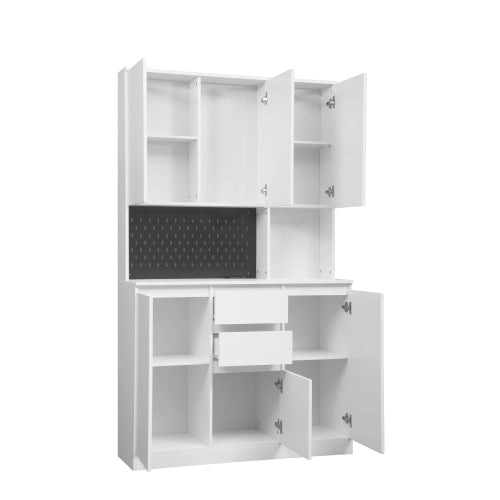 74 Inch Kitchen Pantry Cabinet With Charging Station,Freestanding Buffet Cupboards Sideboard With Drawer,Modern Pantry Cabinet With Microwave Stand For Kitchen,Living Room,Dinning Room