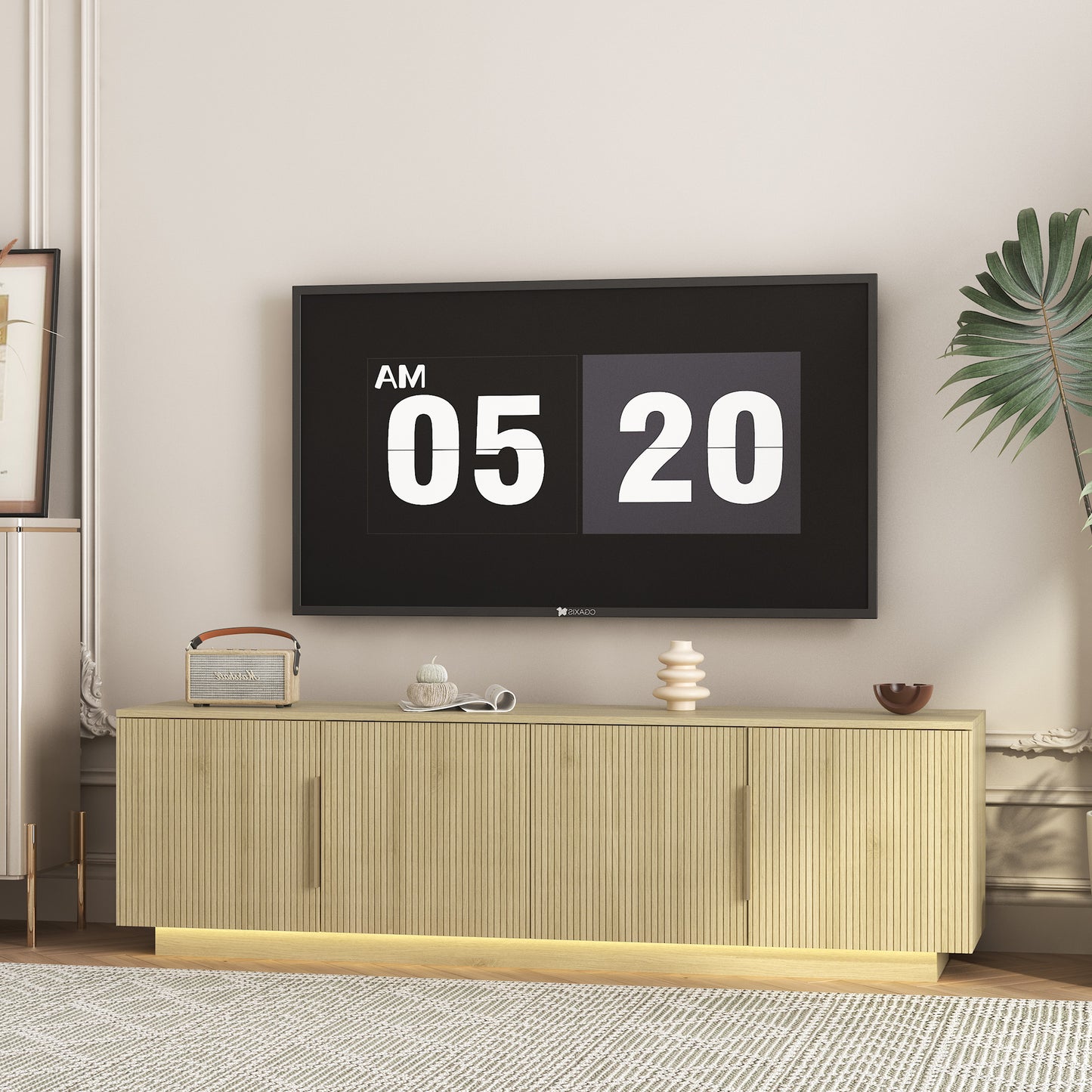 TV Stand  With 16 Color LEDs,68  Modern TV Stand,  TV Cabinet Entertainment Center For 55 60 65 Inch TV