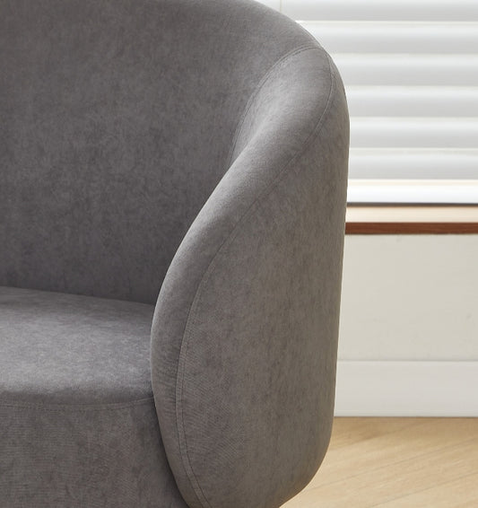 Mid-Century Modern Velvet Accent Chair, Upholstered Barrel Armchair With Metal Legs, Comfy Single Sofa Chair For Living Room Bedroom
