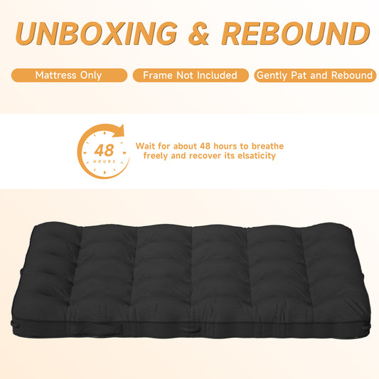8 Inch Floor Mattress Futon Mattress Sleeping Pad Foldable Roll Up Mat, Sofa Couch Bed, Full Size