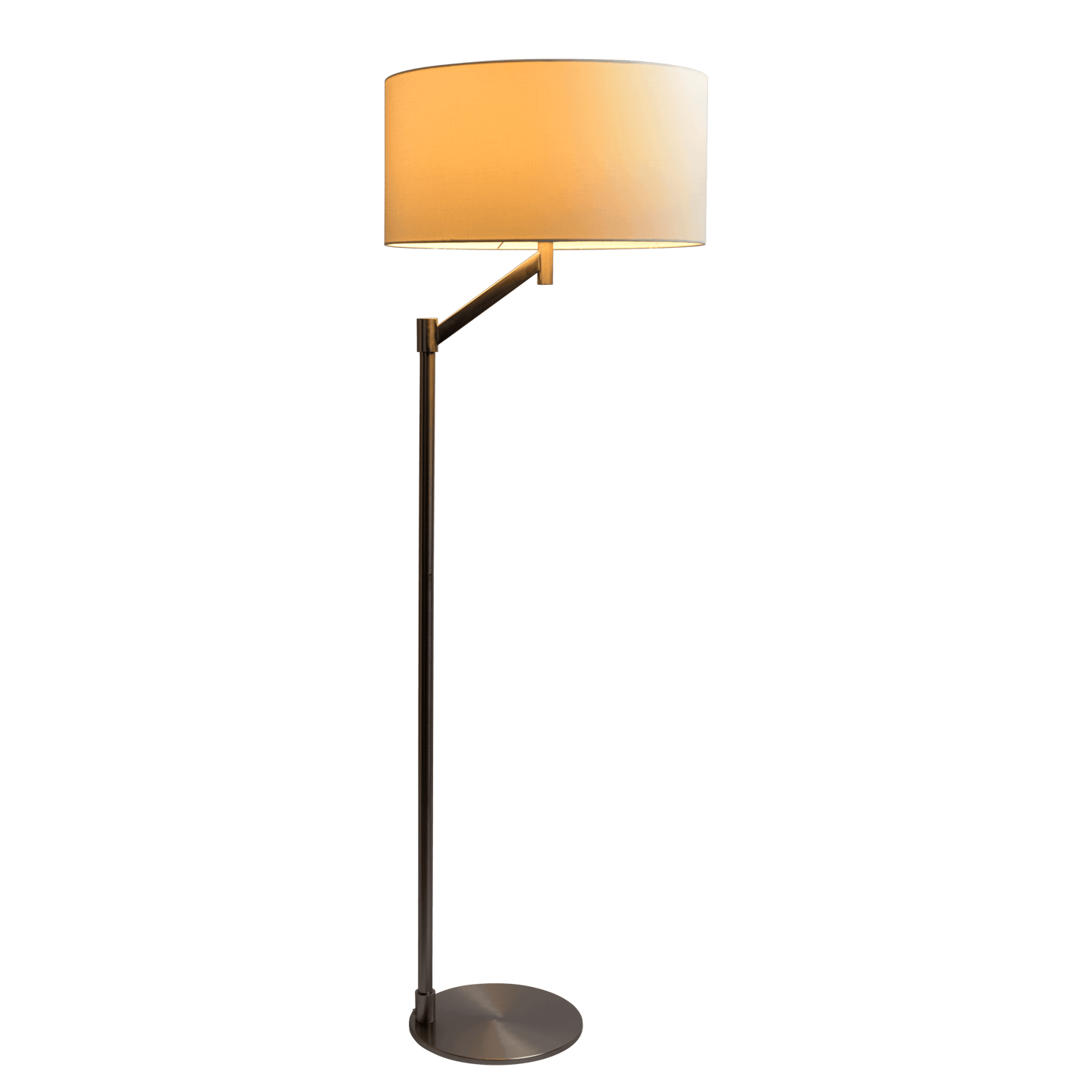 Serene Brushed Nickel Floor Lamp With Rotary  Metal Base White Linen Shade
