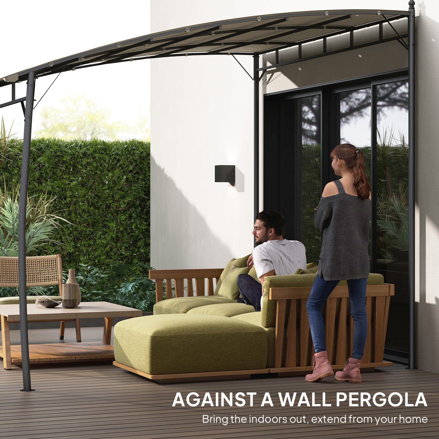 10' X 10' Outdoor Pergola Gazebo, Garden Sun Shade Shelter With Metal Frame For Porch, Patio, Deck, Backyard, Cream