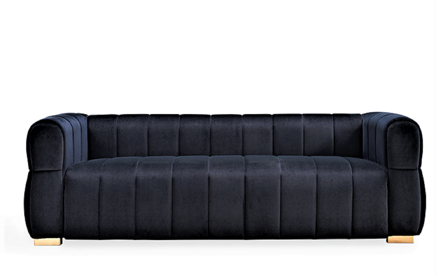 Velvet Sofa With Tufted Low Back Design, Sophisticated 3 Seater Couch For Living Rooms, 89 Inch Wide, Easy Assembly