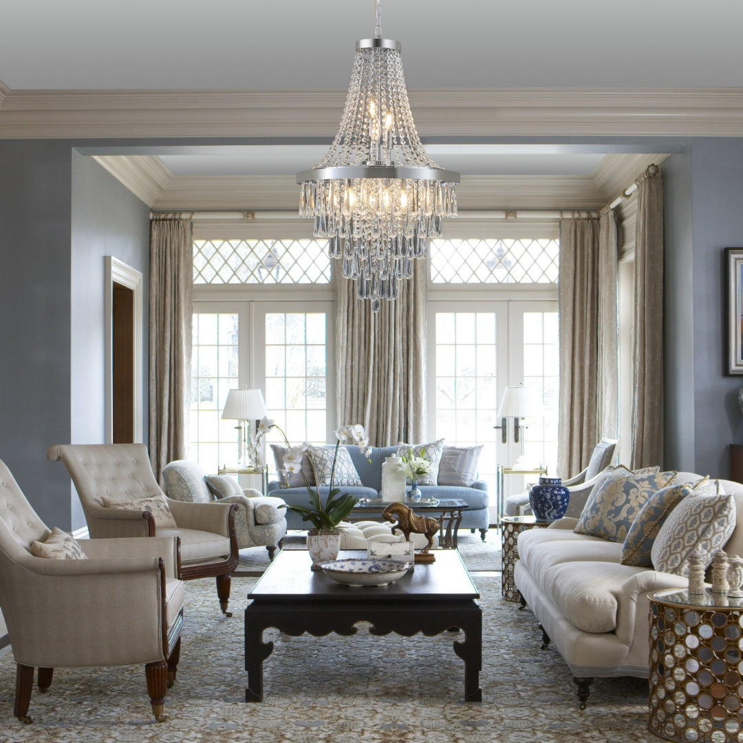 Same As W1340P143191-L5004-500-C  20  Chrome Crystal Chandelier With Adjustable Height, Modern Ceiling Light Fixture For Living Room, Dining Room, Staircase, 11-Light E12 Bulb Base  No Bulbs