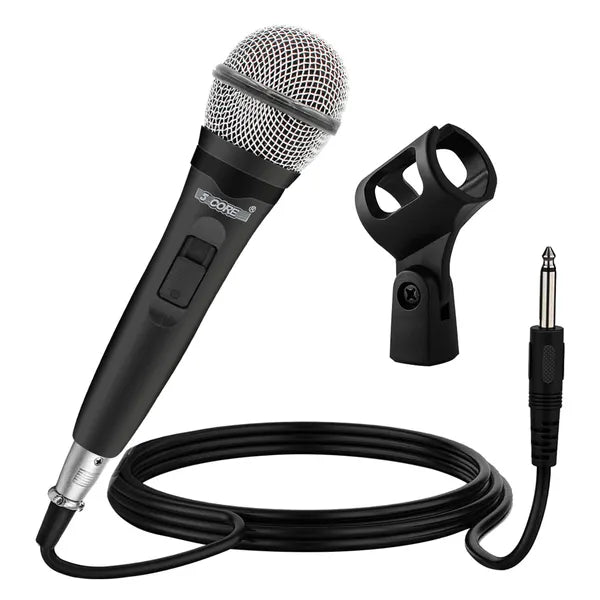 5 CORE Microphone Dynamic Vocal Handheld Mic Cardioid Unidirectional Microfono W On Off Switch + XLR Audio Cable For Singing Karaoke Public Speaking & Parties - PM 600