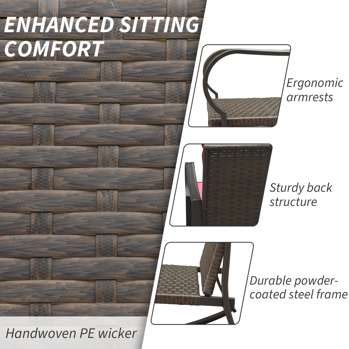 Metal 2 - Person Outdoor Patio Rocking Seating Group With Cushions