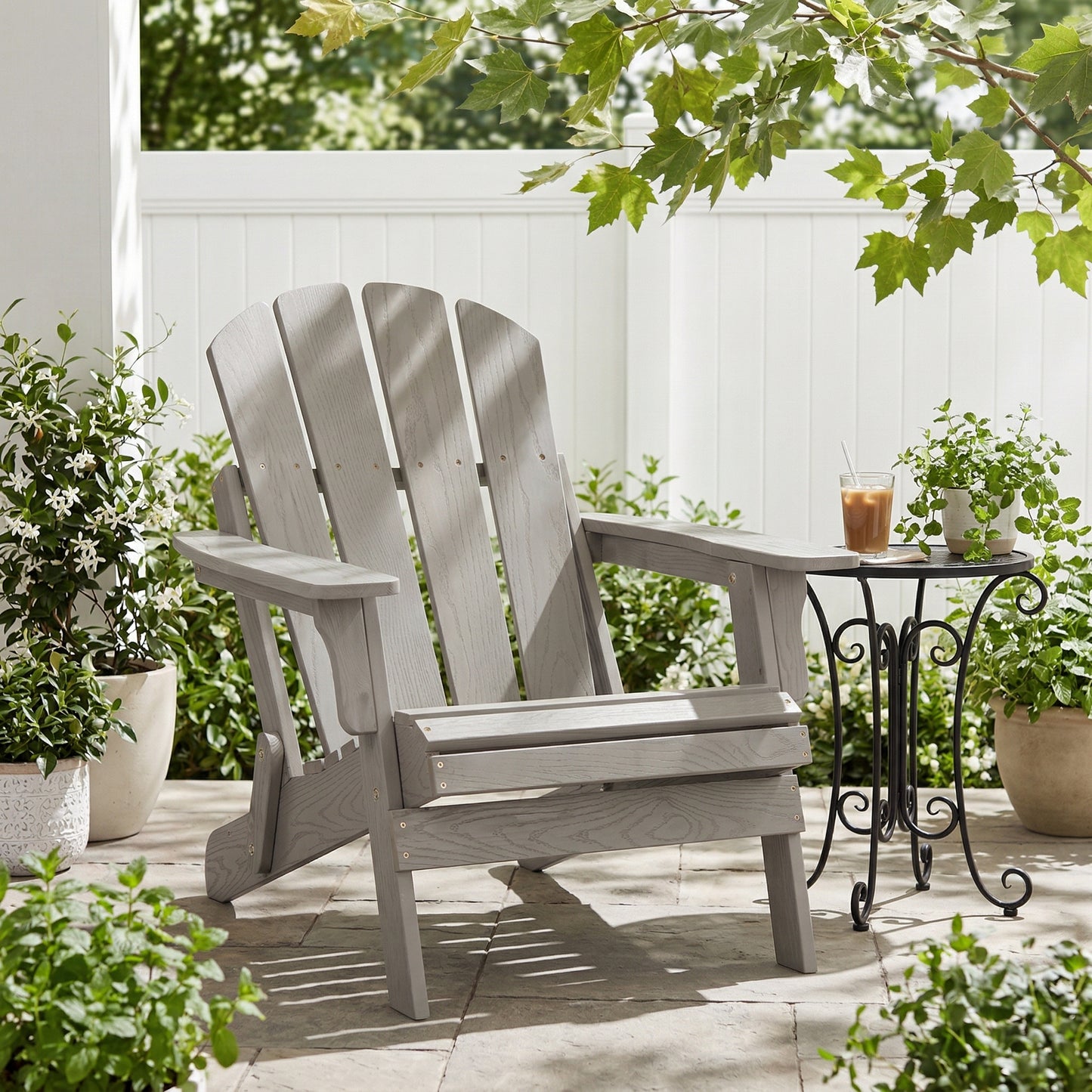 Oversize Embossed Wooden Outdoor Folding Adirondack Chair With Pre-Assembled BackRest & SeatBoard, Wood Patio Chair For Garden Porch Pool Deck Firepit
