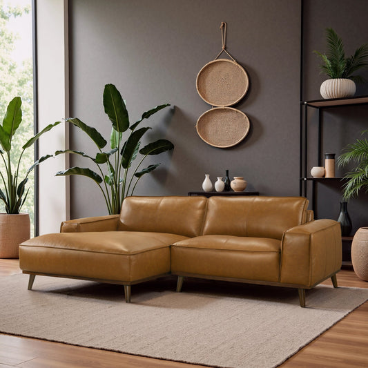 Kerrville Tan Leather Left Sectional Sofa