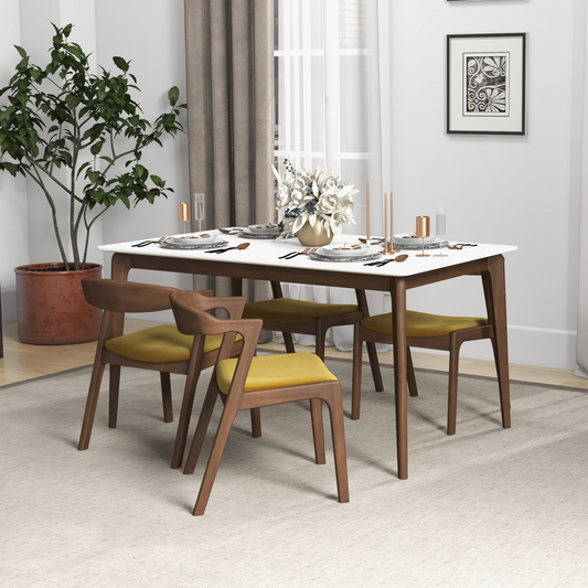 Dakota Dark Yellow Velvet Dining Chair   Set Of 2